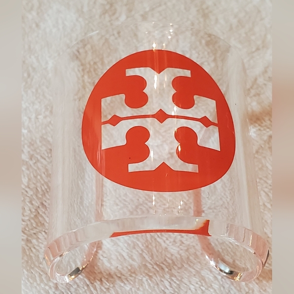 NWT TORY BURCH- Acrylic clear Cuff-bracelet-Logo accent -Like  New - Picture 3 of 5